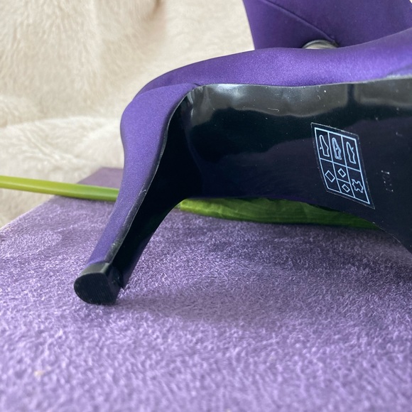 Nine West ‘Rocha’ Satin Purple Floral Heel Sz 10 - Picture 4 of 12